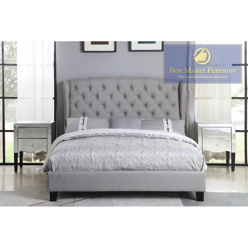 Scott Fabric Upholstered Bed Grey Fully Furnished 