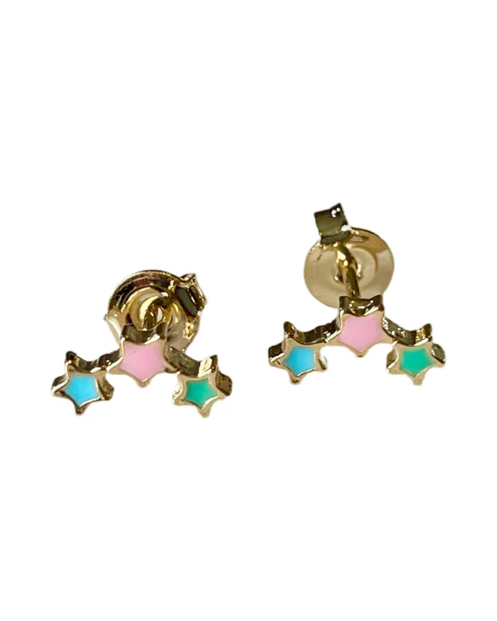 3 Star Enamel Cluster Earring
