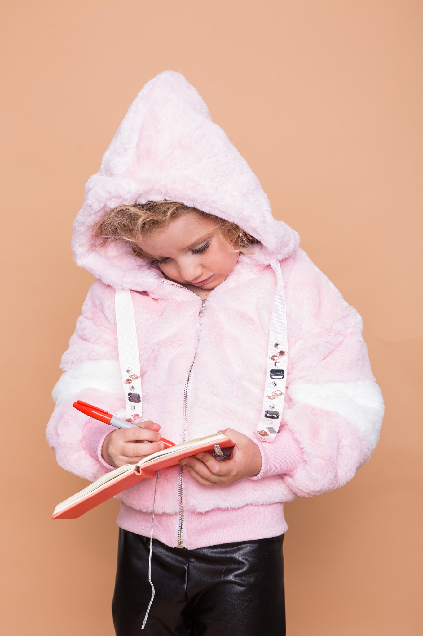 fluffy hoodie pink