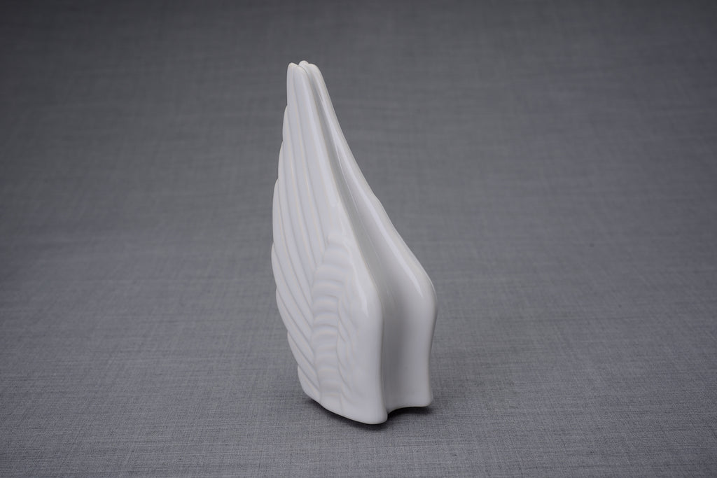 Handmade Cremation Keepsake Urn "Wings" - Small | White | Ceramic