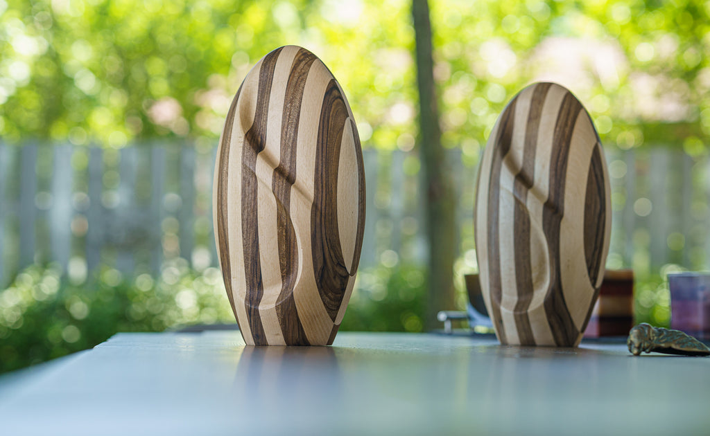 Wood urns by Pulvis Art Urns