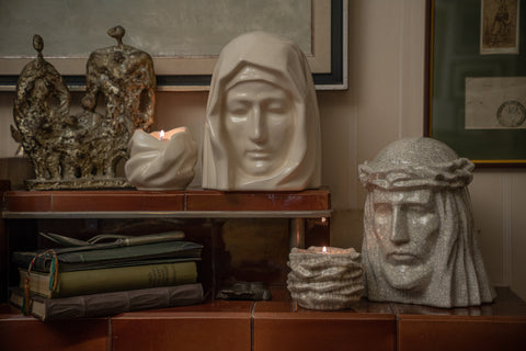 Set of urns for ashes ("The Holy Mother" & "The Christ") - large and keepsakes.