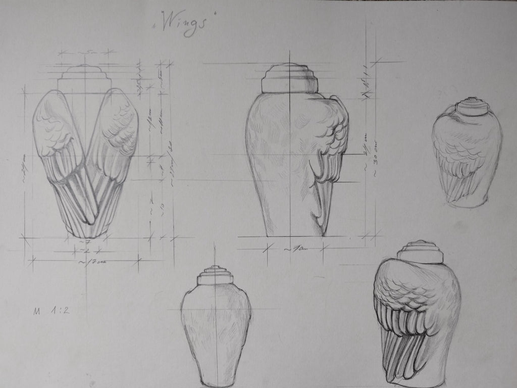 Wings Cremation Urn by Pulvis. Urn for Ashes sketch