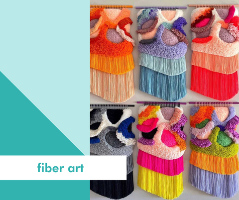 fiber art: colorful woven wall hangings by Judit Just