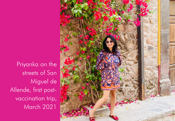 Priyanka on the streets of San Miguel de Allende, first post-vaccination trip, March 2021