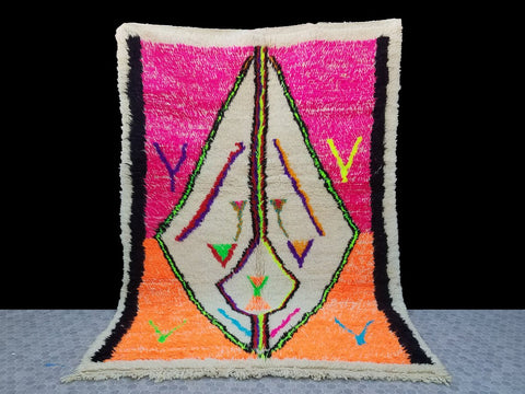 neon orange and pink Morrocan Berber Rug