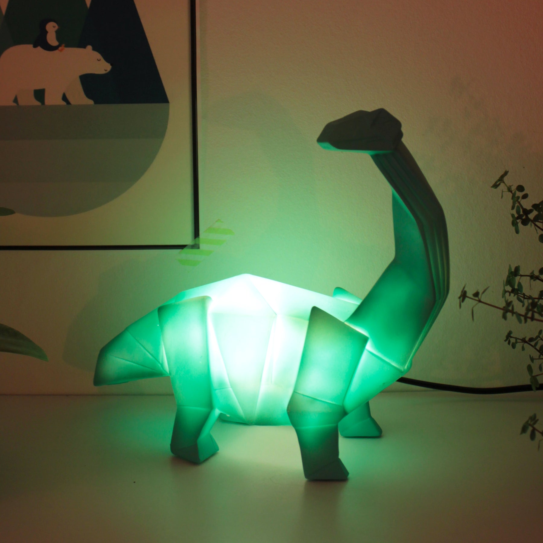 green dinosaur lamp