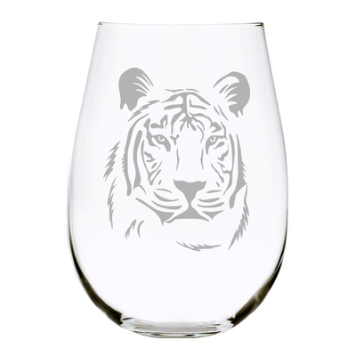 Personalized Customizable East Central University Tigers Etched Stemless Wine Glass 9 oz with Custom Name