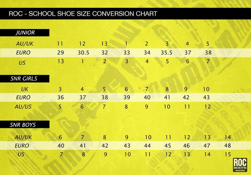 Size Guide – ROC BOOTS AUSTRALIA