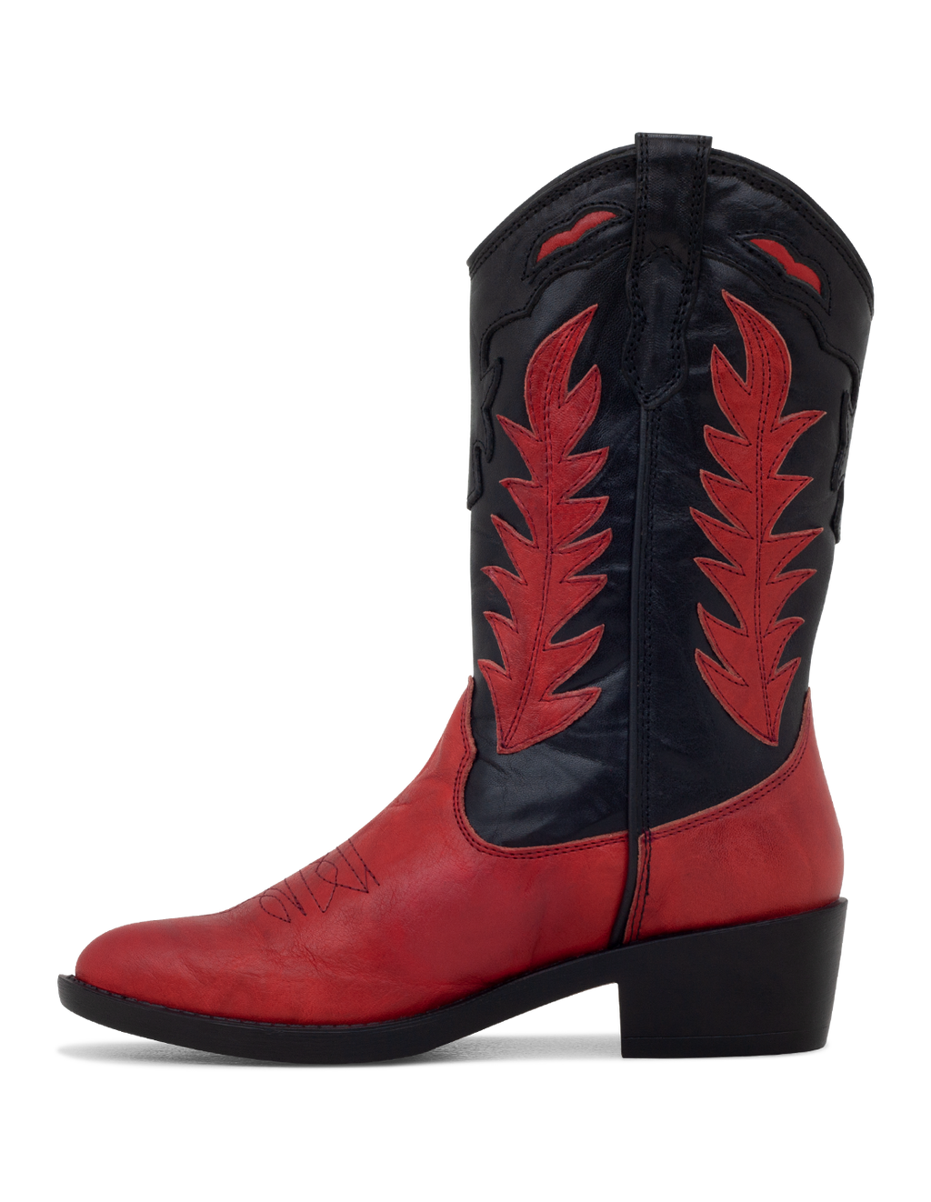 red and black leather boots