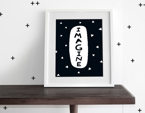 Imagine Black and White Nursery Wall Art