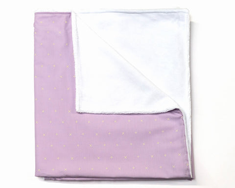 Lavender Hugs - Ivory X's on Lavender Baby Blanket