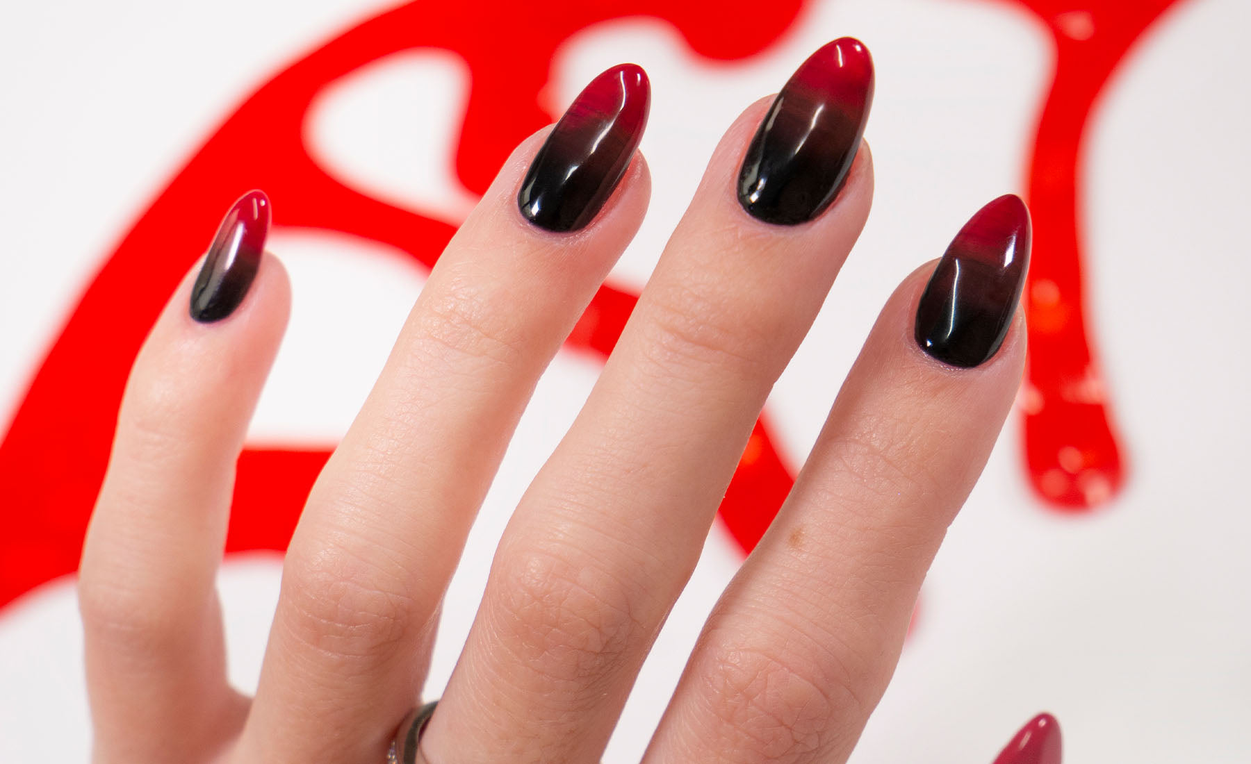 Gelous Halloween Ombre gel nail art - photographed in New Zealand on model