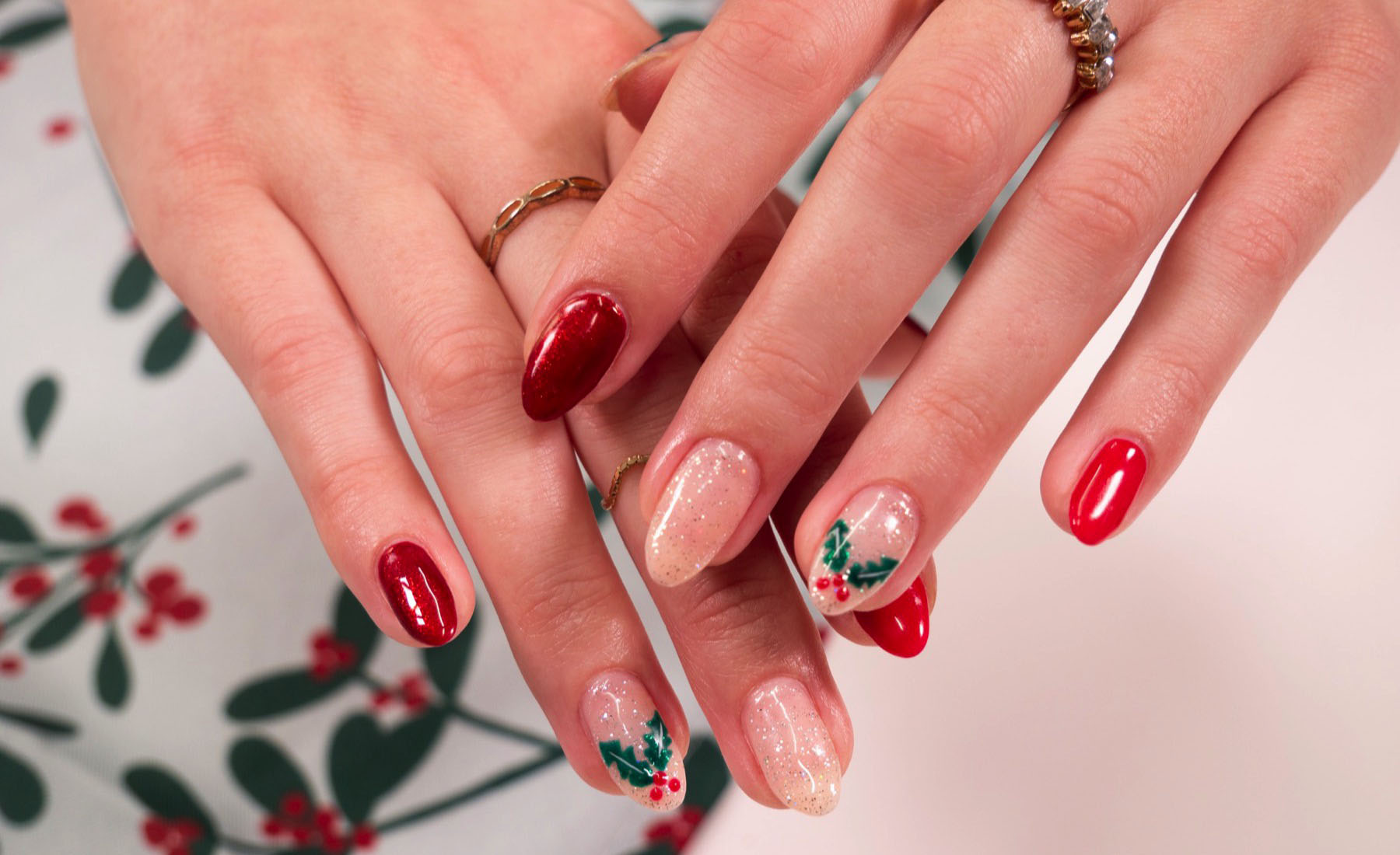 Gelous Under the Mistletoe Gel Nail Art - photographed in New Zealand on model