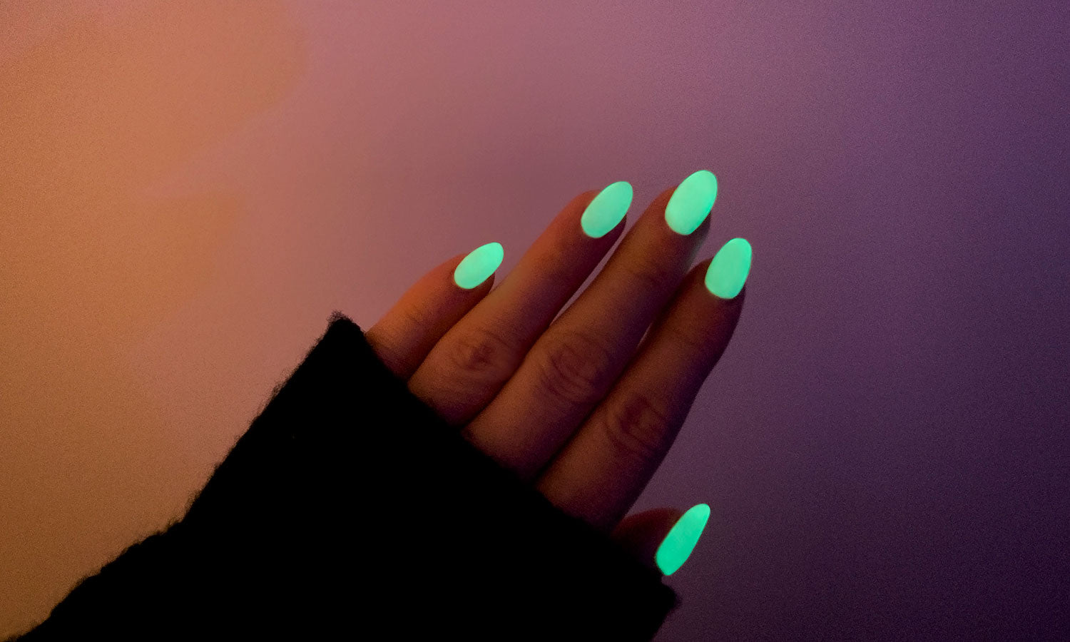 Gelous Glow in the Dark Gel Nail Polish Top Coat - photographed in New Zealand on model