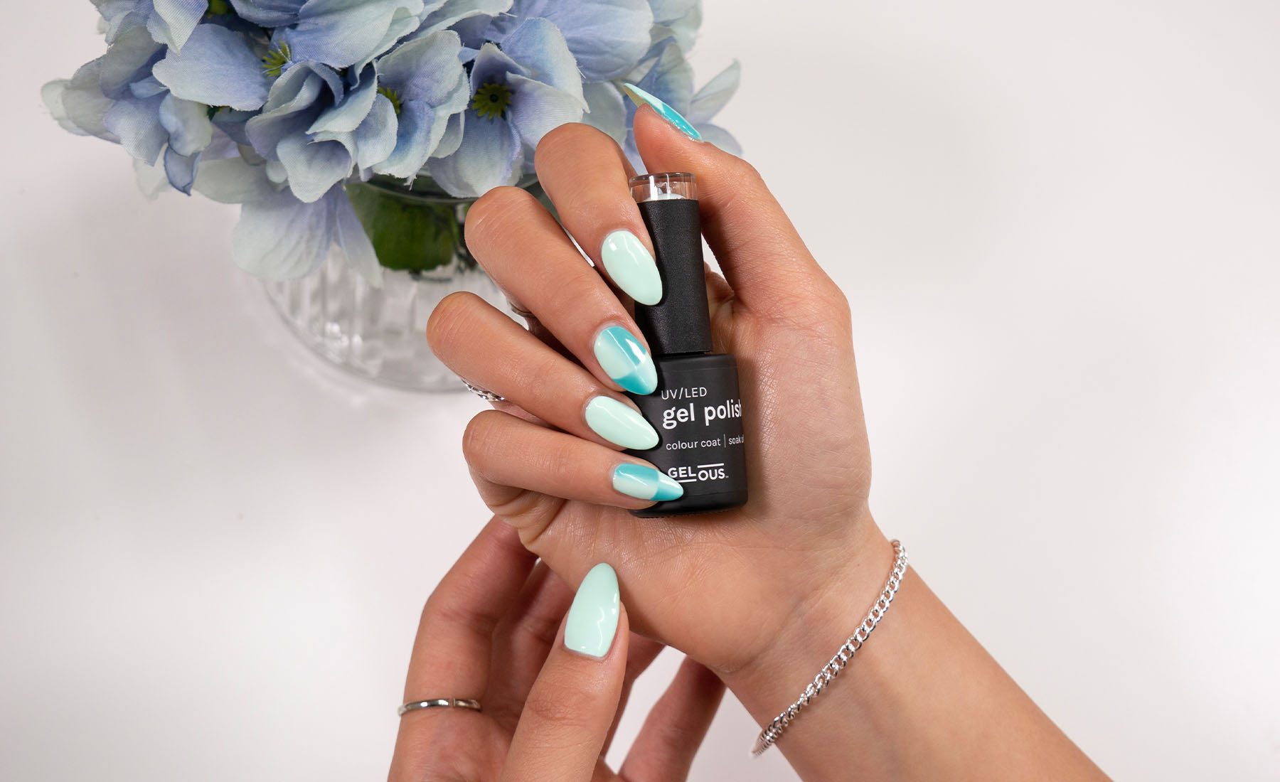 Gelous Summer Ombre Checkers gel nail art - photographed in New Zealand on model