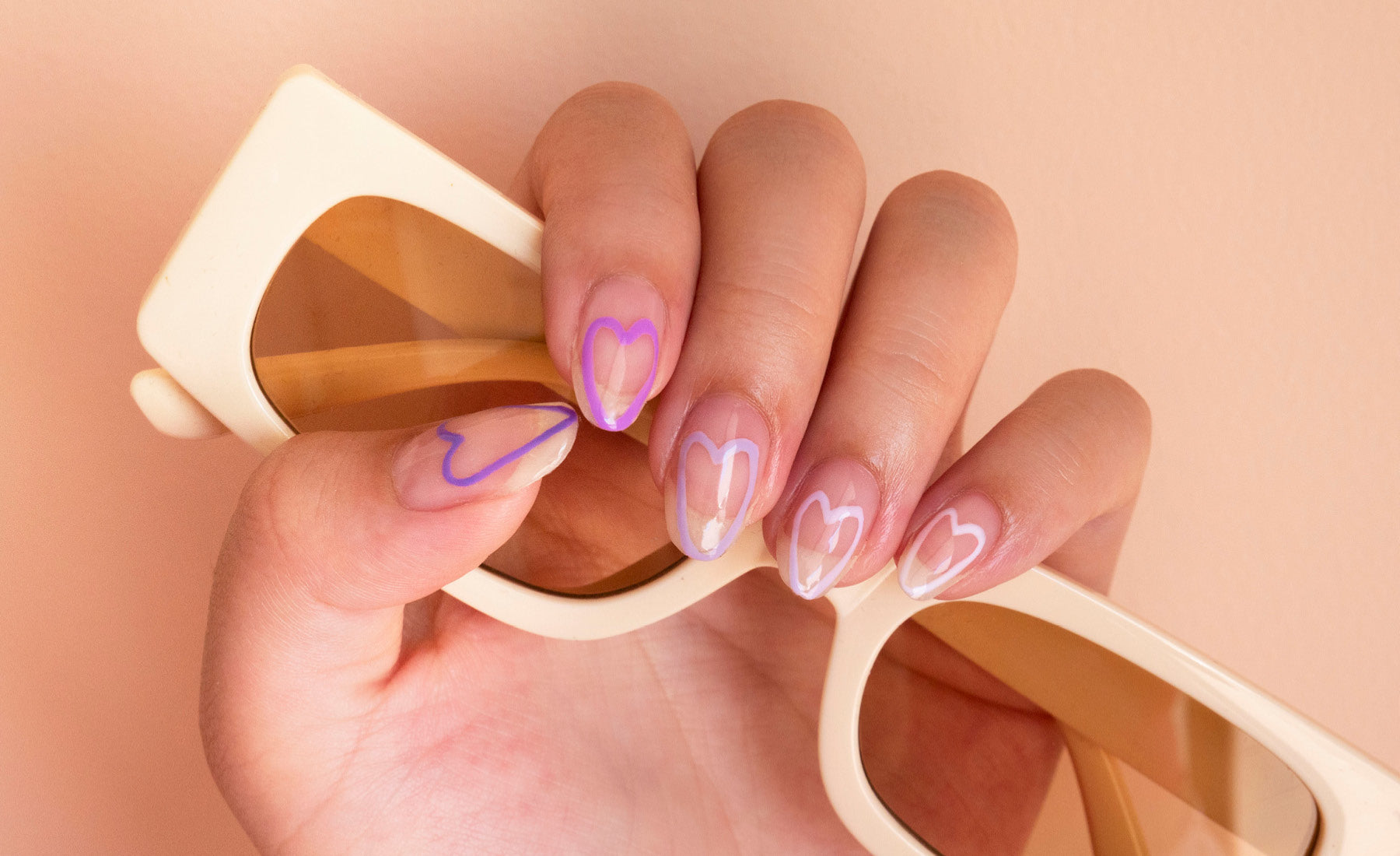 Purple Hearts Gel Nail Polish Art