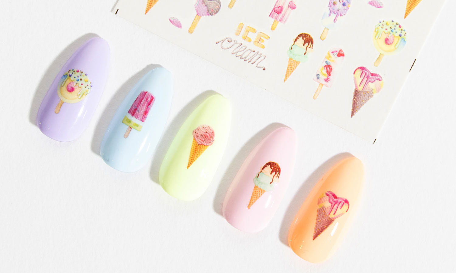 Gelous Ice Cream Nail Transfers - photographed in New Zealand on swatches