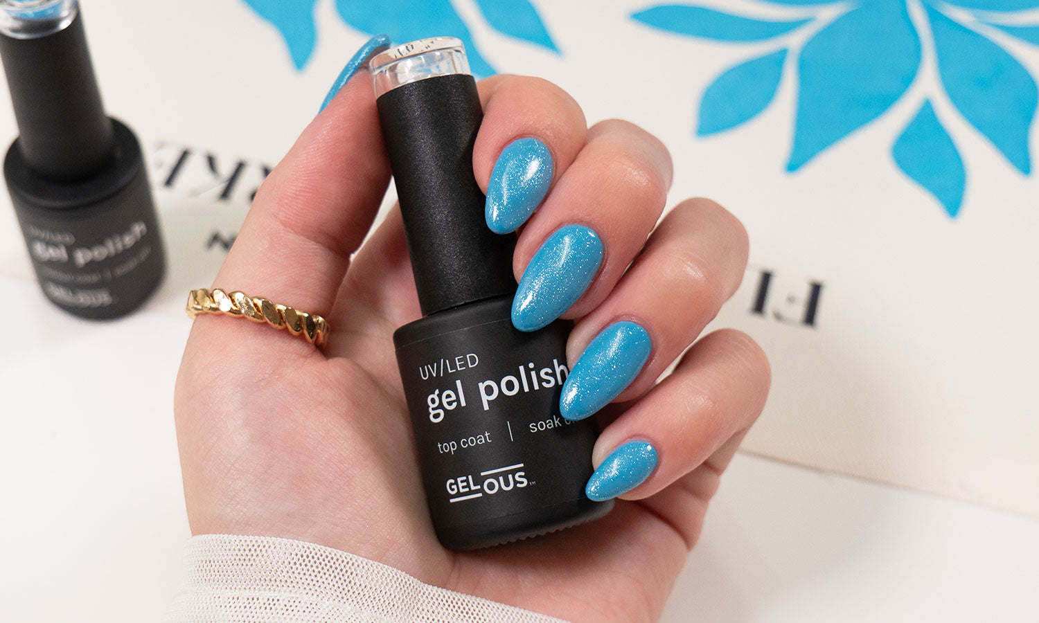 Gelous Shimmer Top Coat Gel Nail Polish - photographed in New Zealand on model