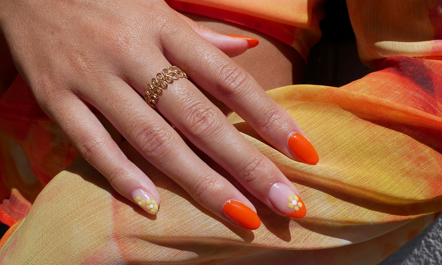 Gelous Summer Flowers gel nail art - photographed in New Zealand on model