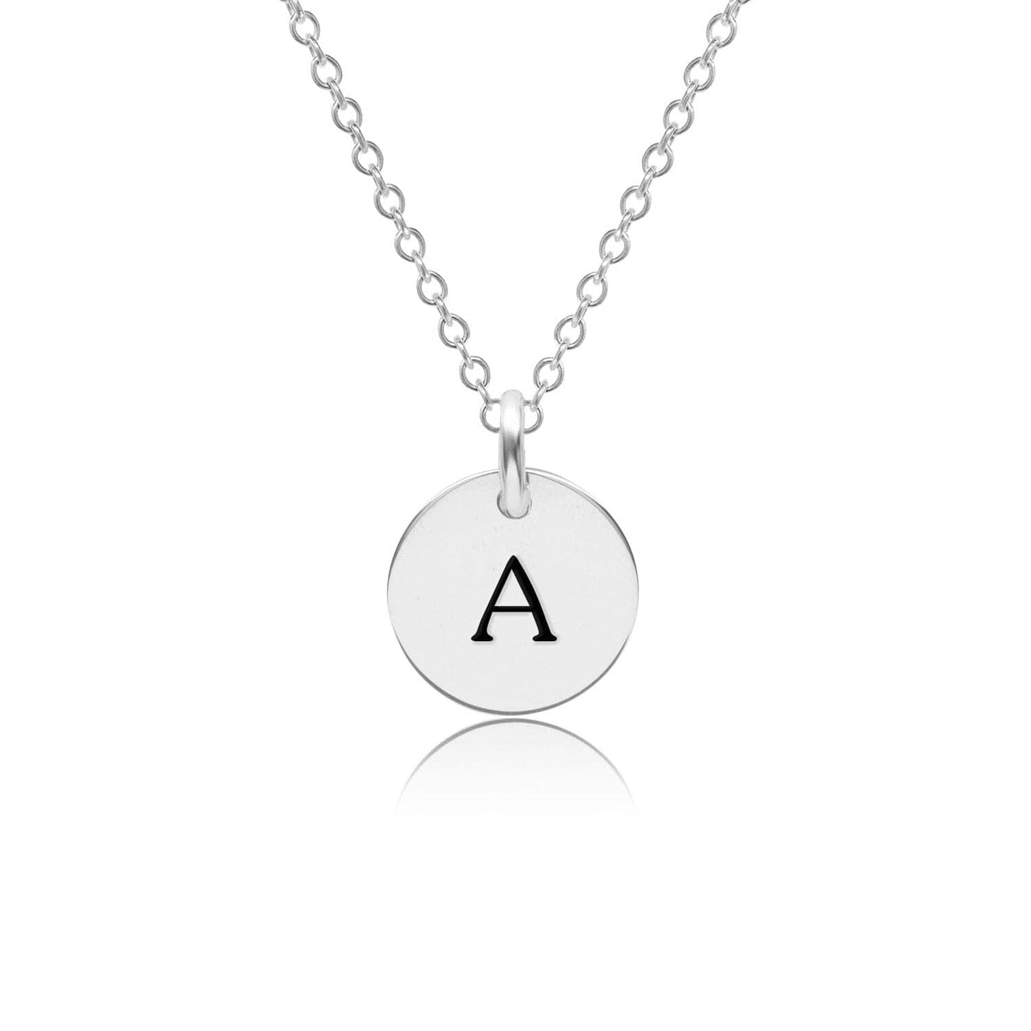 Sterling Silver Mini Initial Circle Necklace - Uppercase