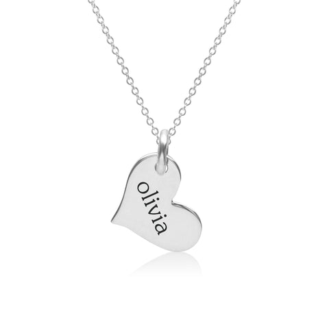 heart tag necklace sterling silver