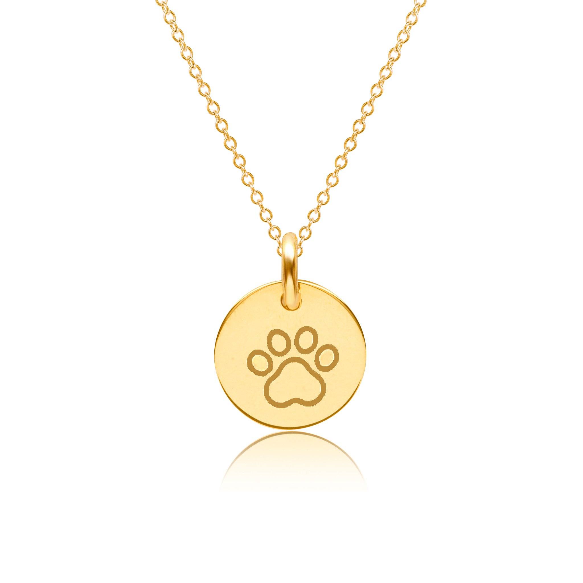 Gold Charm - Flat Paw Print with 24K Gold Plate