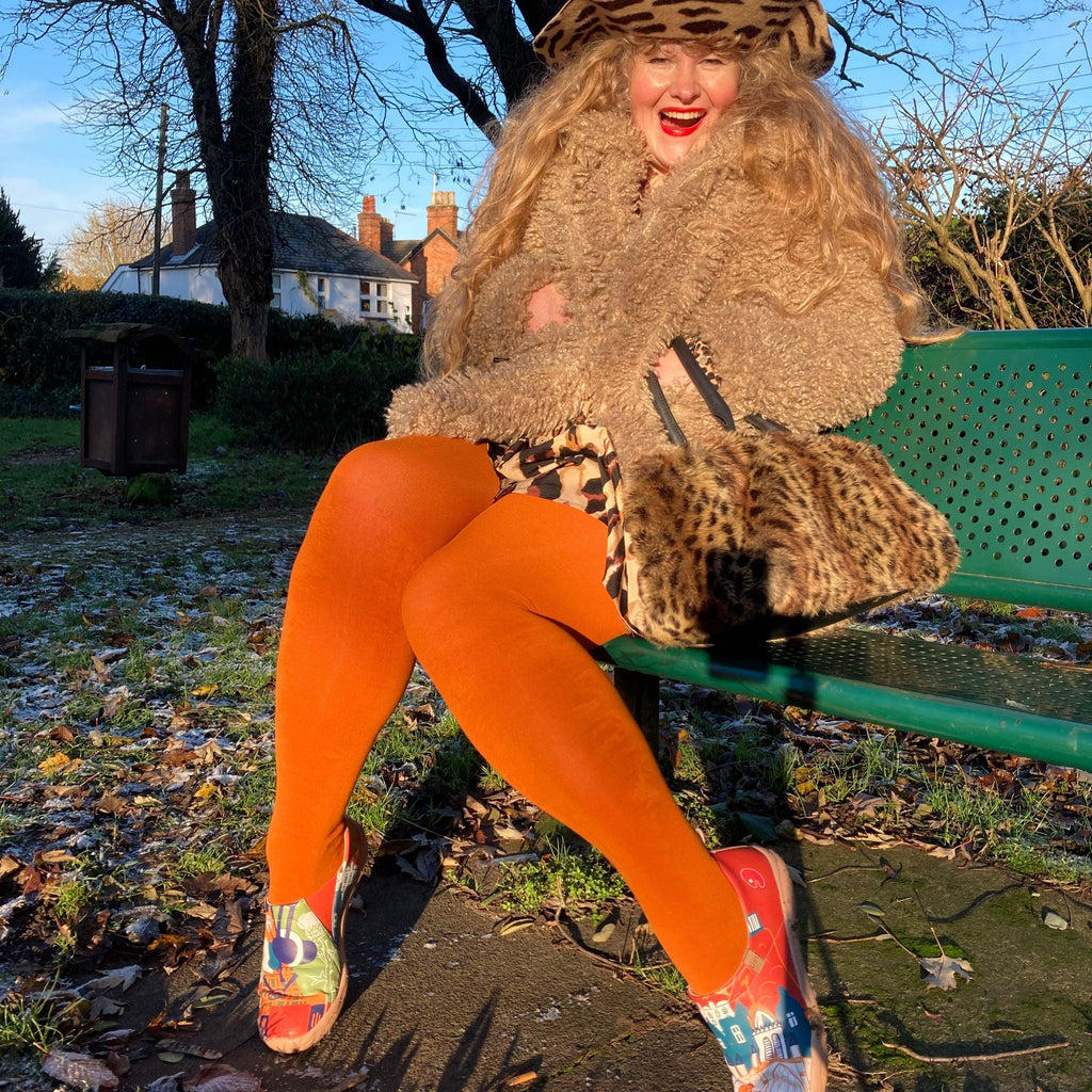 Merino Wool Orange Colored Tights