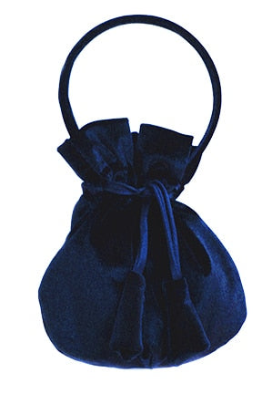 navy velvet handbag