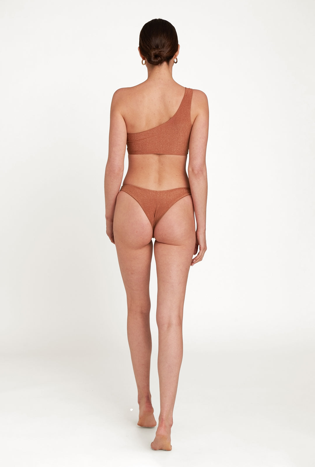 Bequia One Shoulder Top - Cinnamon Shimmer Lurex