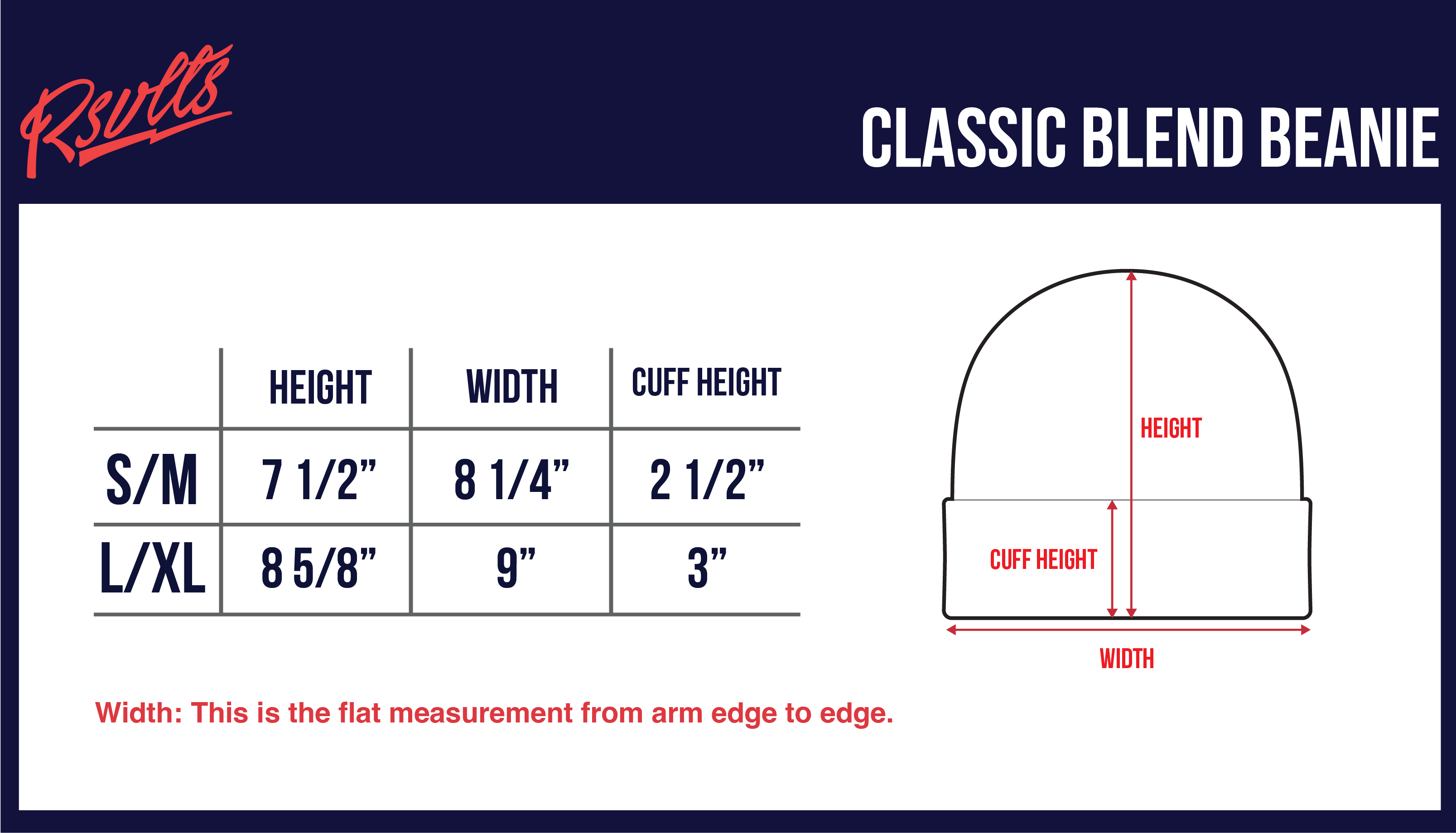 Classic Blend Beanie Size Guide