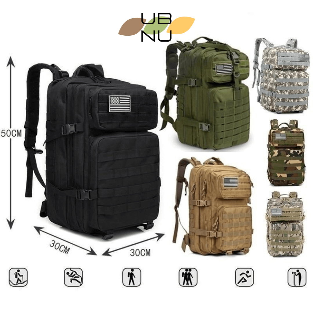 Mochila 50 Litros / 40 L Tática Camping Militar Resistente (NÃO VEM COM A  BANDEIRA)