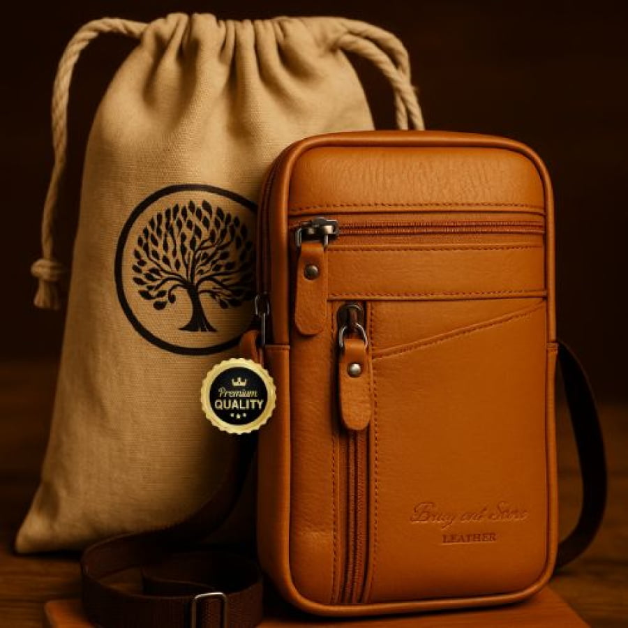 Bolsa Transversal Artesanal Couro Legítimo Camel Unbu Edição Limitada yellow B bagm02b