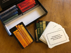 Image of Stems of a Story storytelling card game with cards featuring character, plot, setting and object categories