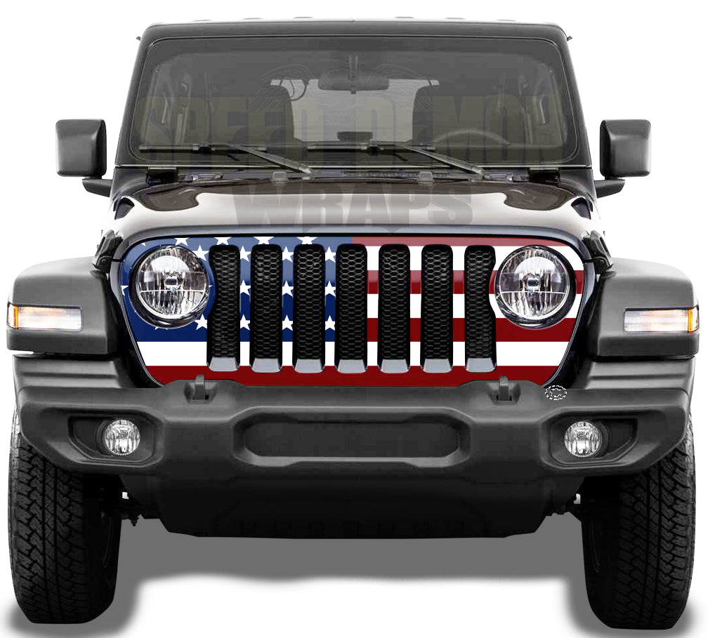 American Flag Jeep Grill Wrap Wrangler JL 2018 - 2019 - 2020 V5 –  Camouflage Wrap Kits