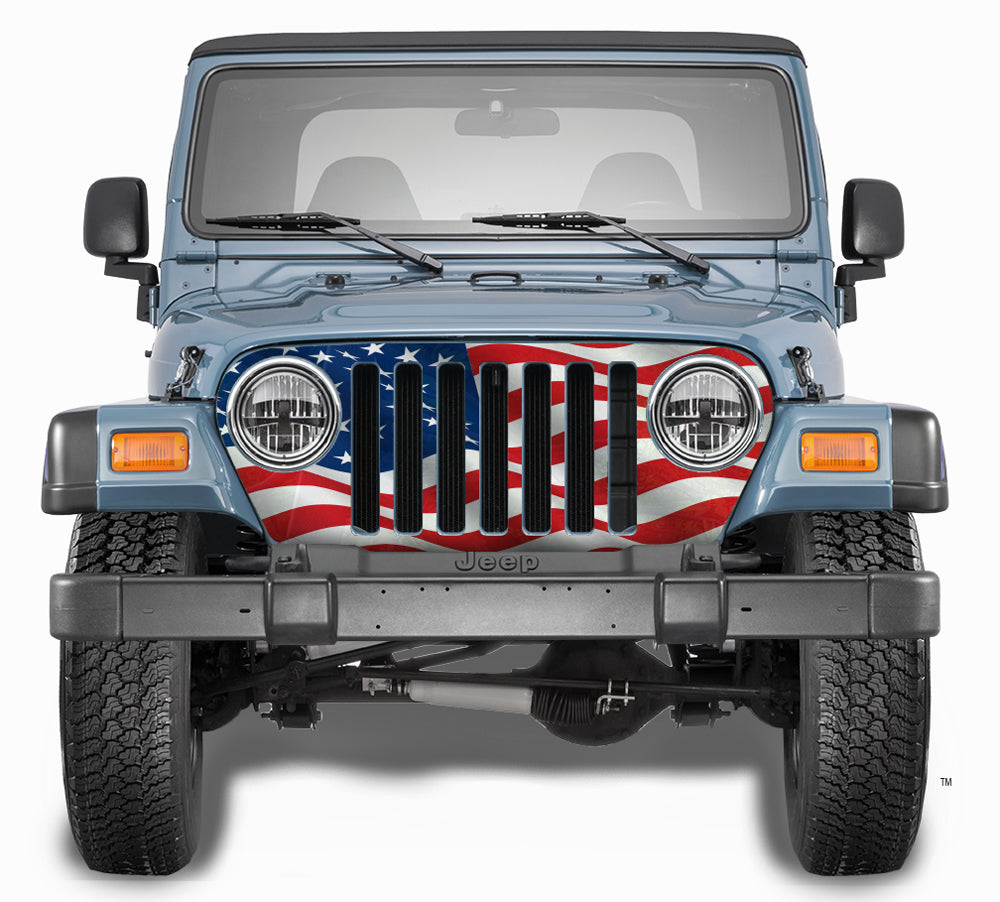 Jeep Grill Wrap - Waving American Flag Wrangler 1997-2006 – Camouflage Wrap  Kits