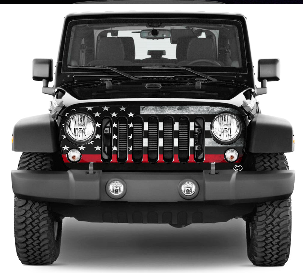 Jeep Grill Wrap - Red Line Subdued American Flag Wrangler 2007 - 2018 –  Camouflage Wrap Kits