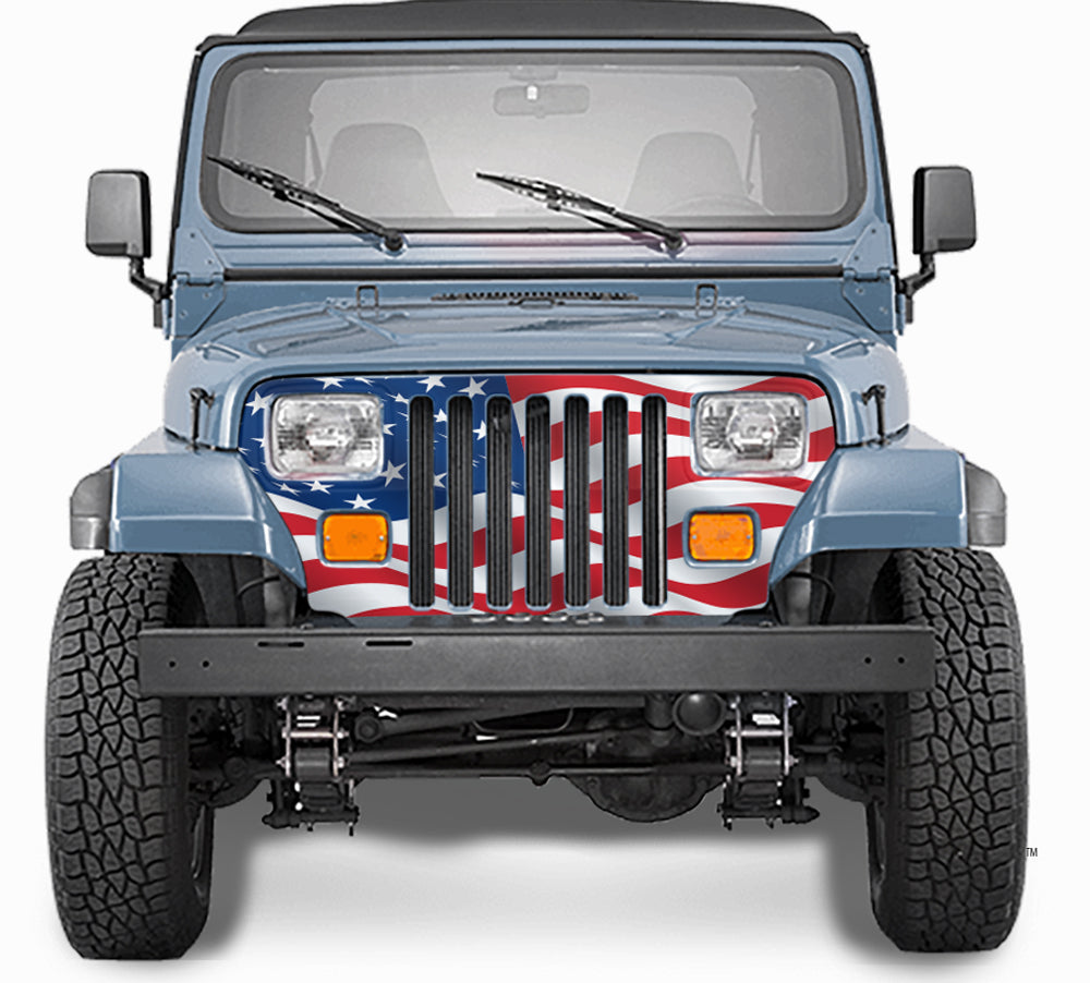 Jeep Grill Wrap - Waving American Flag Wrangler 1987-1995 – Camouflage Wrap  Kits