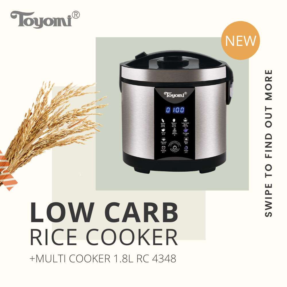 TOYOMI 1.8L LowCarb Stainless Steel Rice Cooker RC 4348