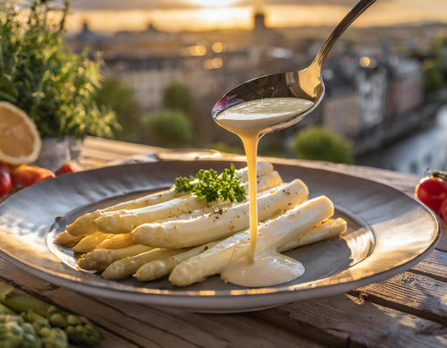 White asparagus with frothy hollaindaise sauce. The picture should (3).jpg__PID:0567ae1a-4c81-4908-95d7-19e0ba2d5104
