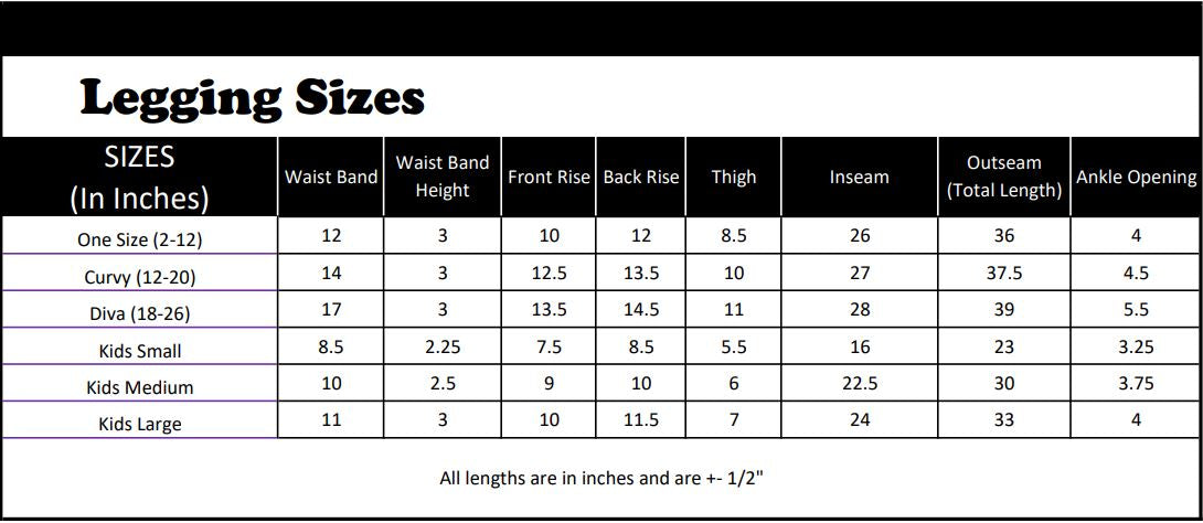 Size chart – TiHO Designs
