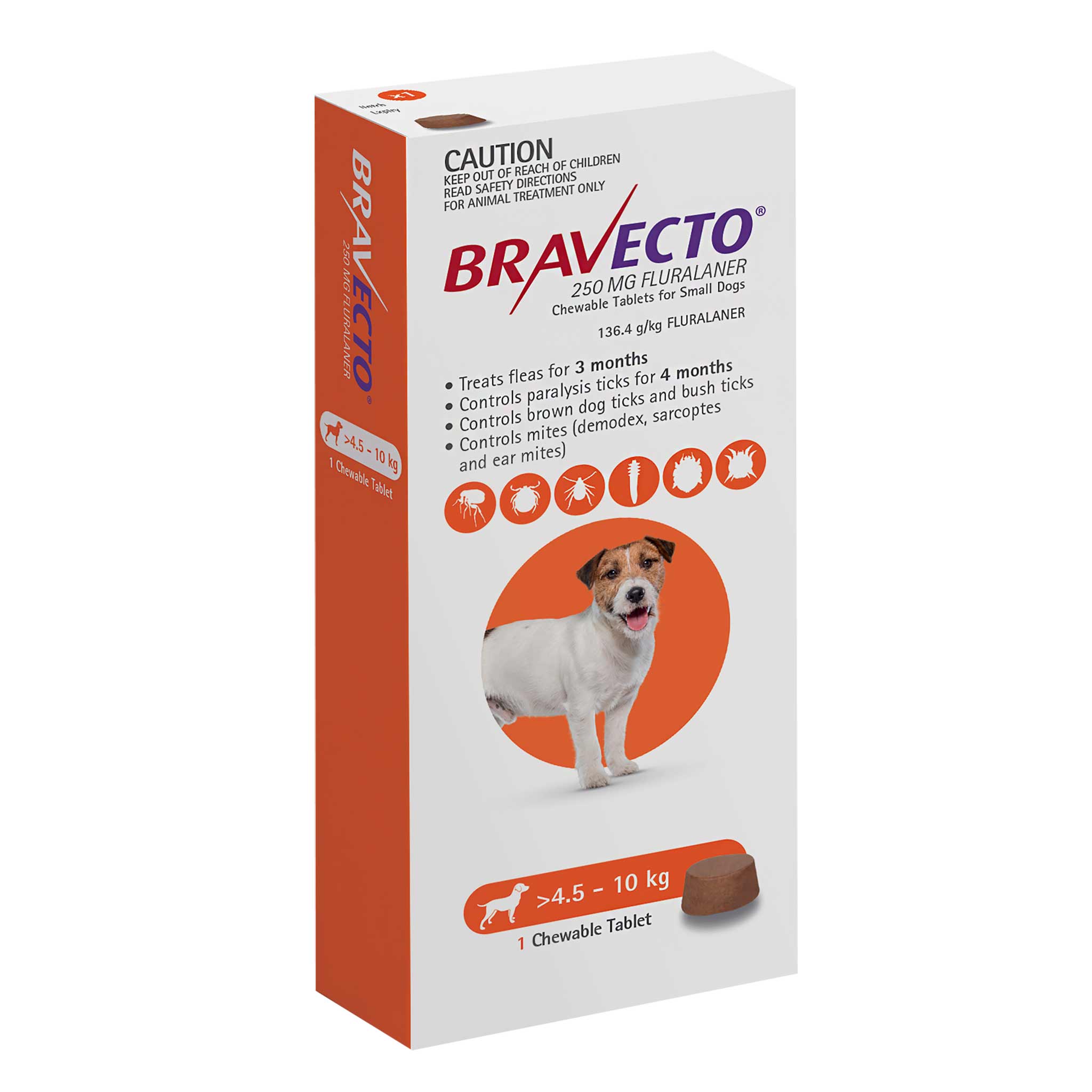 Bravecto 3Month Chews for Small Dogs 4.510kg (Orange) vetnpet DIRECT