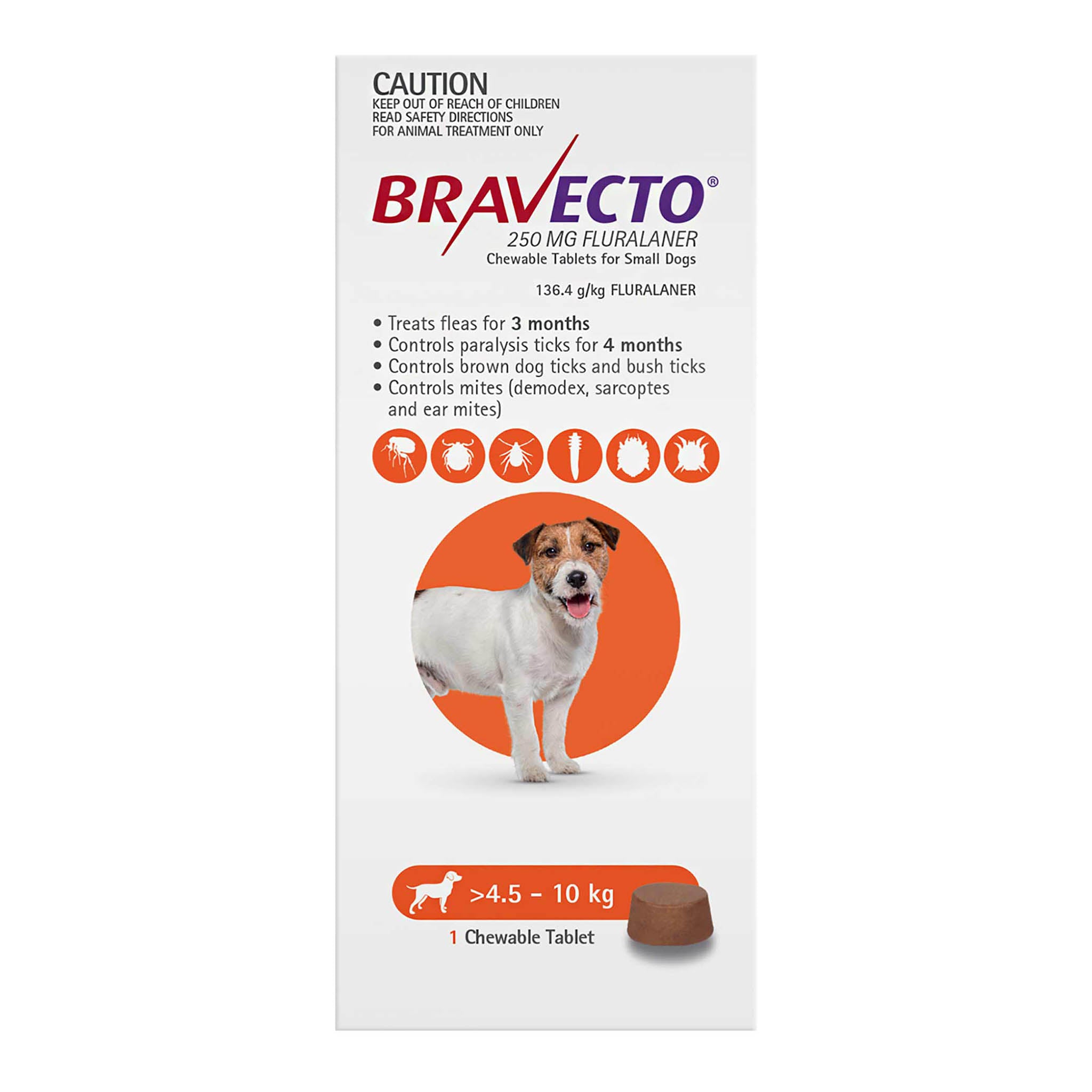 Bravecto 3-Month Chews for Small Dogs 4.5-10kg (Orange) - vet-n-pet DIRECT
