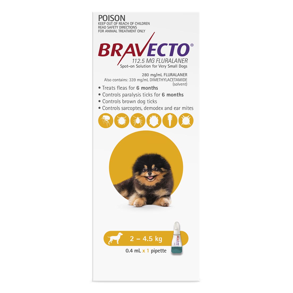 Bravecto Spot On For Dogs Yellow 2kg 4 5kg Vet N Pet Direct