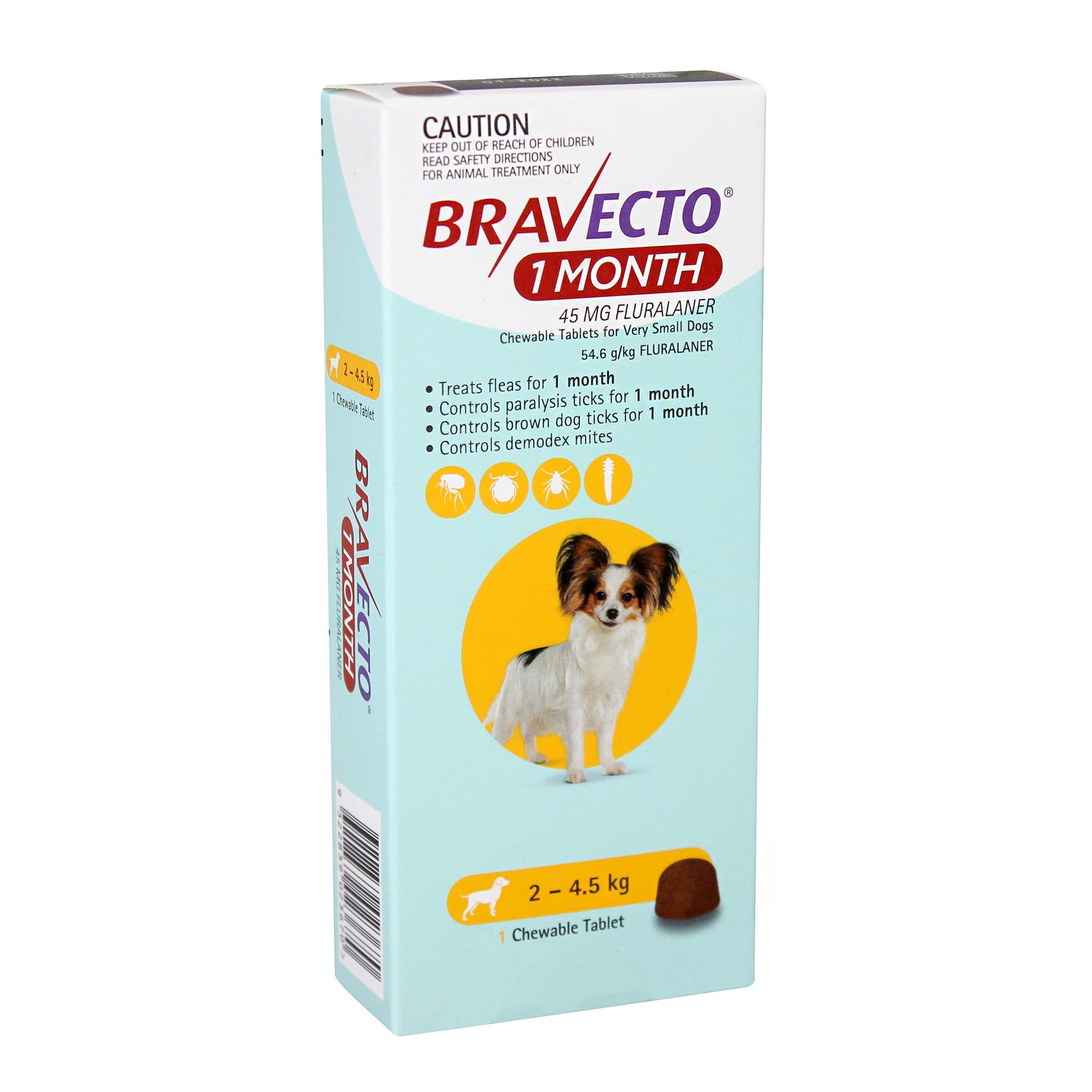 Bravecto 1-Month Chewable Tablet for Very Small Dogs 2-4.5kg | vet-n-pet DIRECT