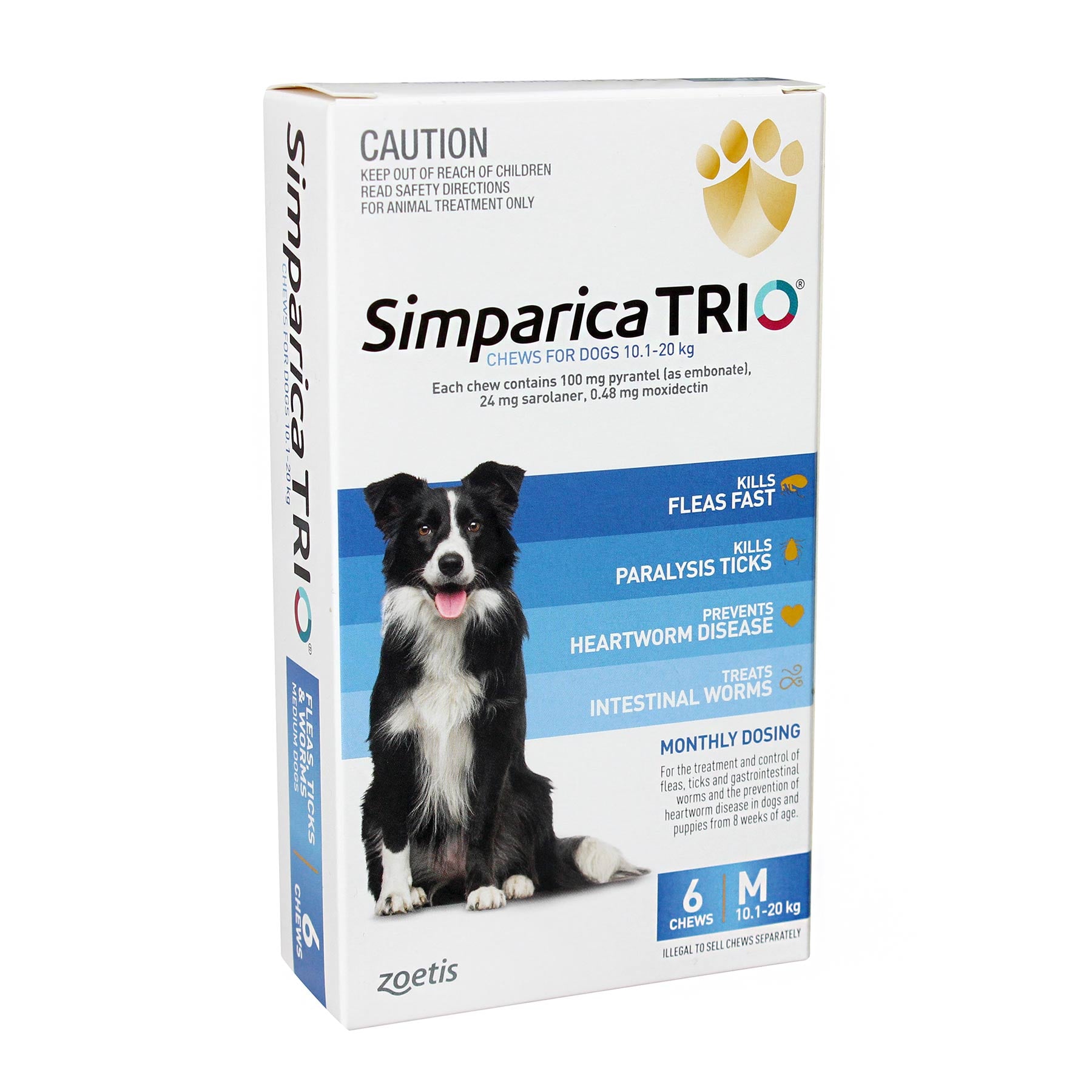 Simparica TRIO For Medium Dogs 10.120kg vetnpet DIRECT