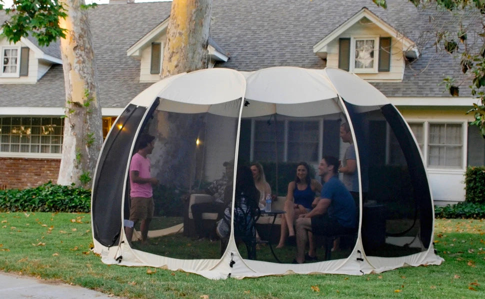 15'x15' screened gazebo as bug-free outdoor living room with friends