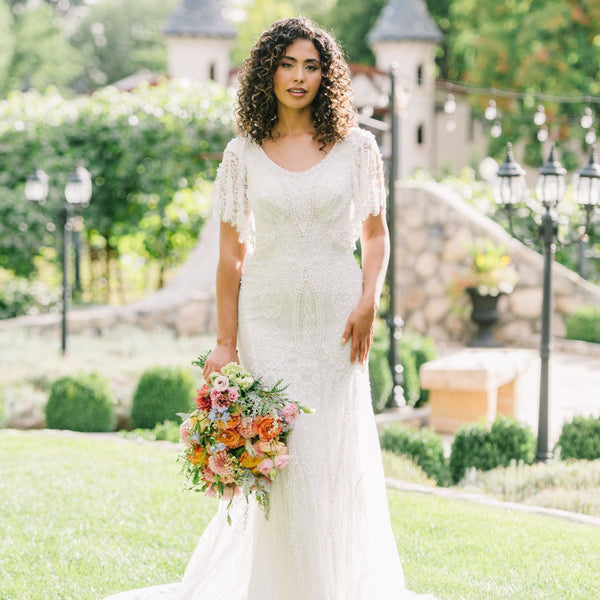 full sleeve white gown