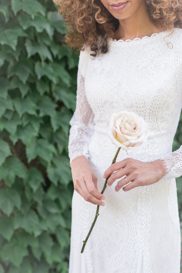 Long sleeve modest wedding dress from LatterDayBride, a modest wedding shop in Salt Lake City, Utah