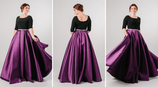 Purple Modest Prom Ballgown